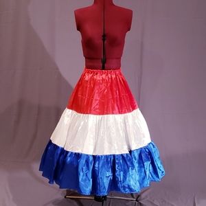 Red white and blue satin skirt